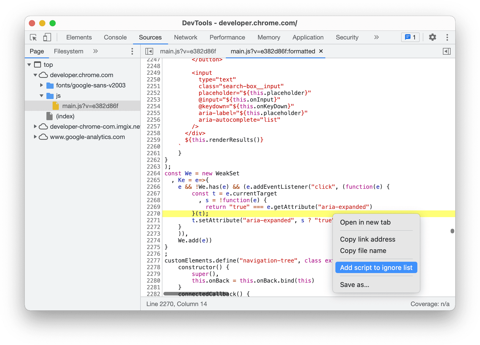 Ignorar um script do painel &quot;Editor&quot;.